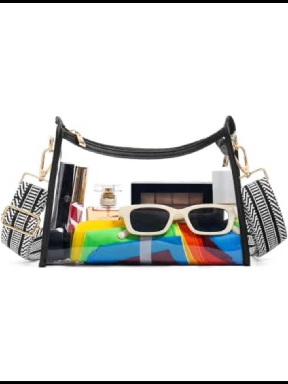 Clear Crossbody Bag Stadium Approved PVC Wide Guitar Strap